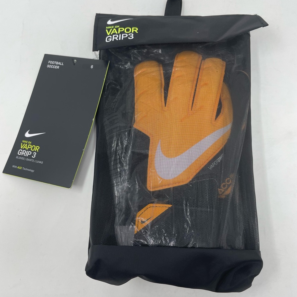 New Nike Vapor Grip 3 Goalkeeper Gloves Soccer CN5650-010 Black/Laser Orange 6